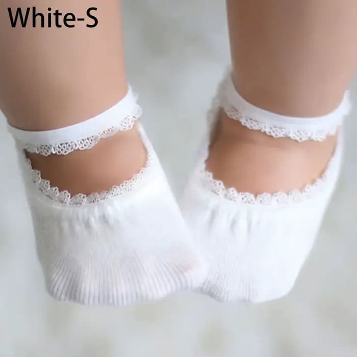 Chaussettes antidérapantes pour bébé, couleur unie, en dentelle, pour nouveau-né, été