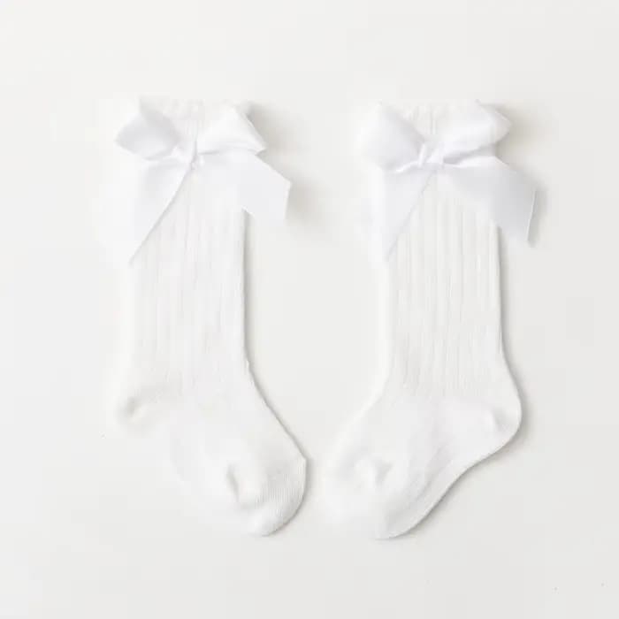 Chaussettes hautes en coton avec gros nœud pour bébé fille et garçon, bas pour enfants, vêtements po