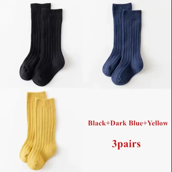 3 paires/lot bébé genou chaussettes hautes enfants filles garçons doux coton longue chaussette migno