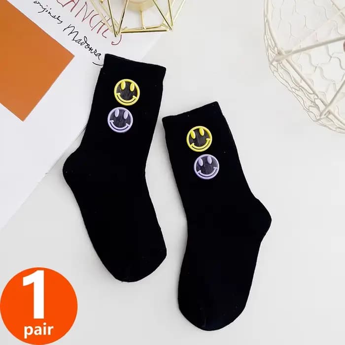1/3/6 paires enfants chaussettes pour filles 2025 nouveau bébé enfants mode 3d sourire visage Appliq