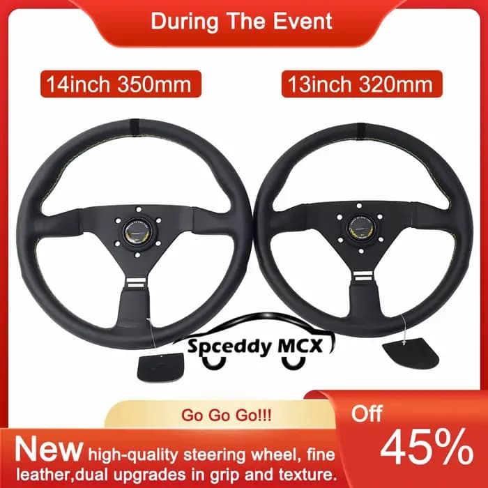 Série GM Style de liaison 13 pouces 320mm 14 pouces 350mm volant de course JDM plat en cuir véritabl