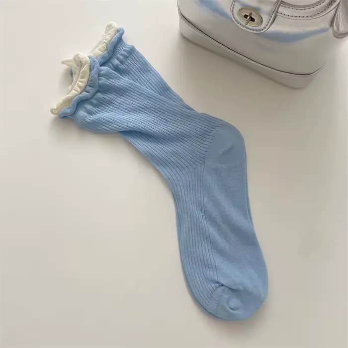 Style coréen Double côtelé correspondant Midtube chaussettes pour femmes bonbons correspondant chaus