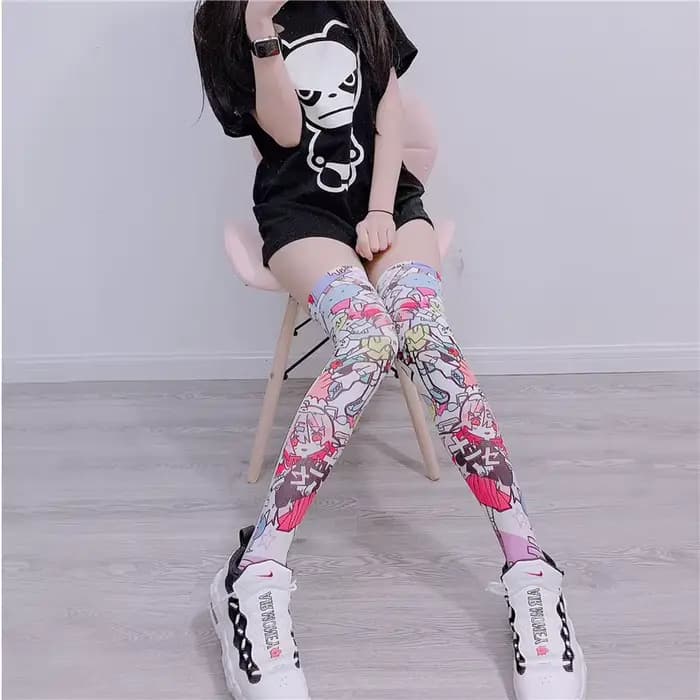 Nouvelles chaussettes mode bas décontracté Polyester cuisse haute sur genou chaussettes hautes fille