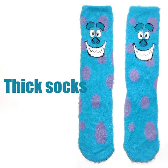 Chaussettes Disney amusantes en velours et fourrure de vison pour femmes, chaussettes d'hiver épaiss