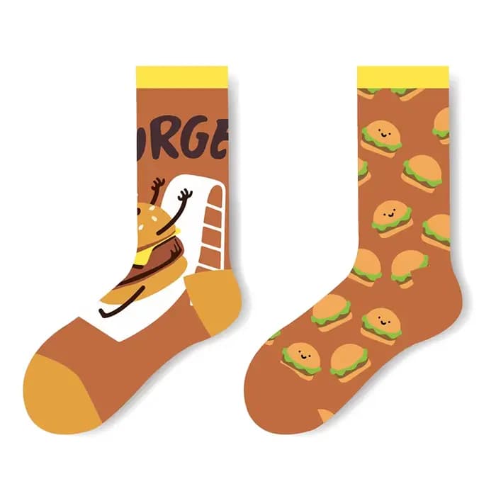 Chaussettes en coton pour hommes et femmes, Harajuku, dessin animé, nourriture, fruits, créatif, drô