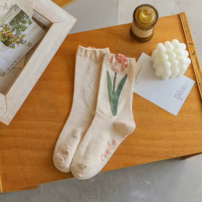 Chaussettes pour femmes Printemps-Été Nouveauté Chaussettes mi-mollet Chaussettes amusantes Légères 