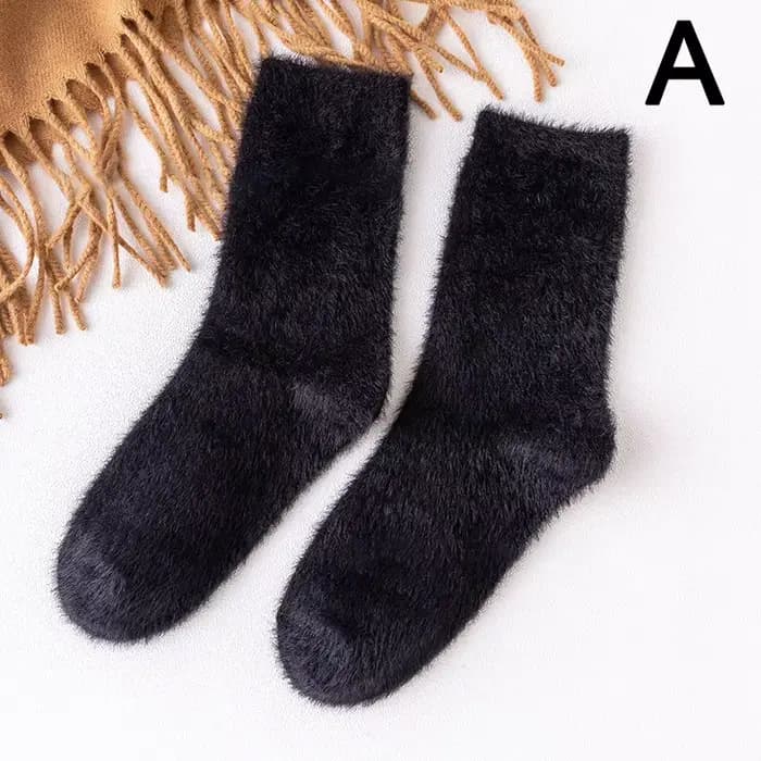 Chaussettes en fourrure de vison pour femmes et hommes, chaussettes de neige en cachemire, chaussett