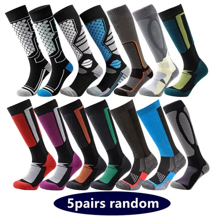 5 paires de chaussettes thermiques aléatoires pour homme et femme, pour snowboard, randonnée, ski, s
