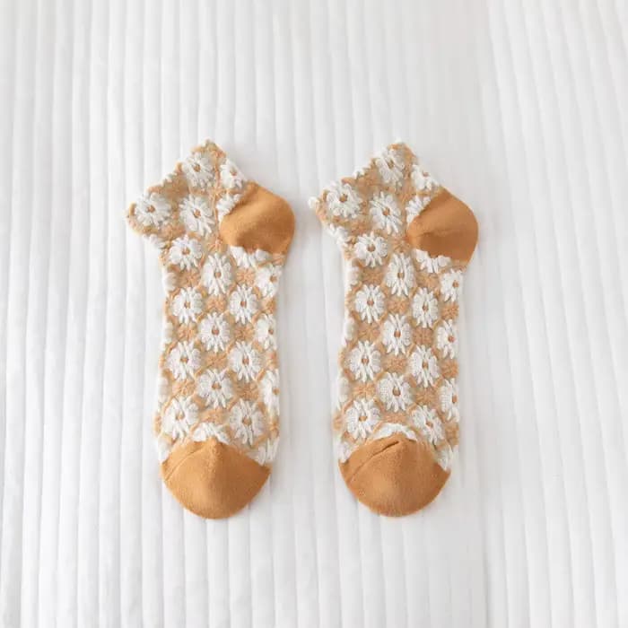 Chaussettes en coton doux pour femmes, chaussettes de rinçage à tube bas pour femmes, impression de 