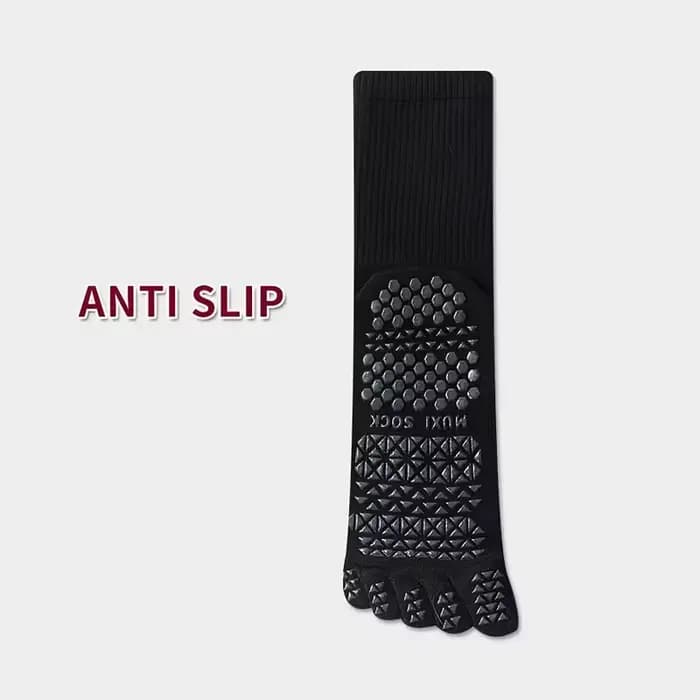 Chaussettes de yoga en coton à cinq orteils pour hommes avec séparation des orteils et semelle antid