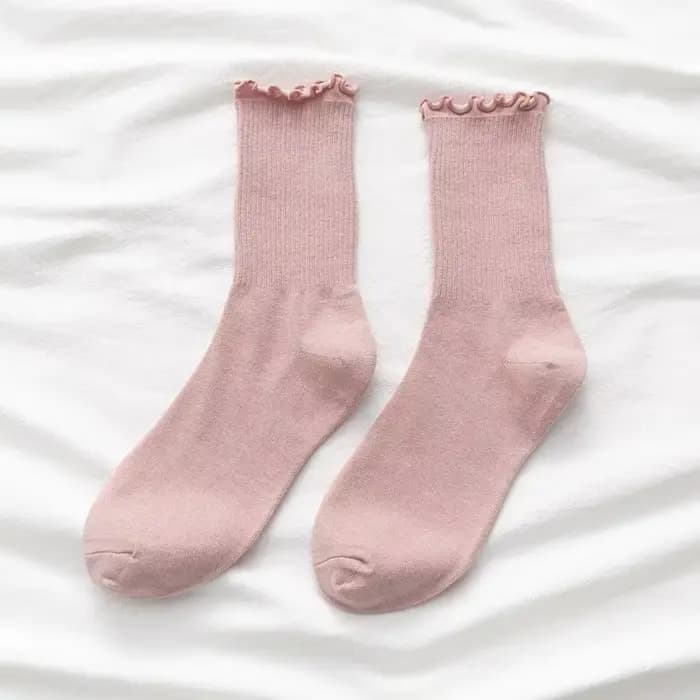 Chaussettes à volants femmes blanc noir froufrous Style Lolita jeune fille japonaise mignon Kawaii c