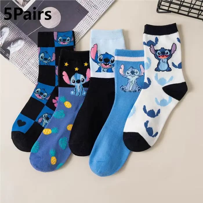 5 paires de chaussettes pour femmes, à la mode et tendance, mignonnes, motif de points de dessin ani