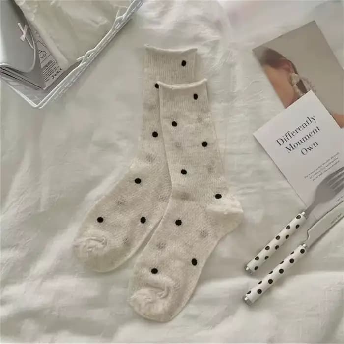 Chaussettes pour femmes avec motif classique à pois, respirantes, style Harajuku, amusantes, tendanc