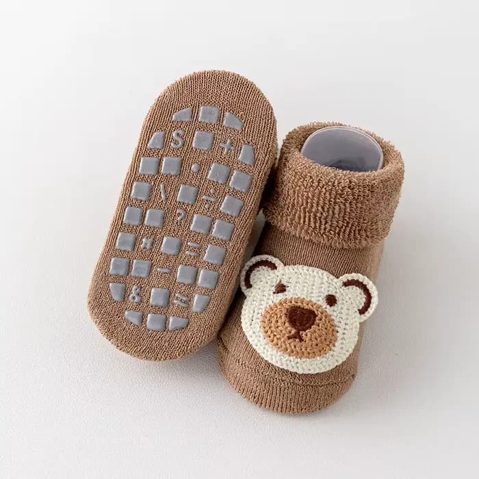 Chaussettes d'hiver en peluche pour nouveau-nés 0-2 ans, antidérapantes, mi-hautes, chaudes, motif o