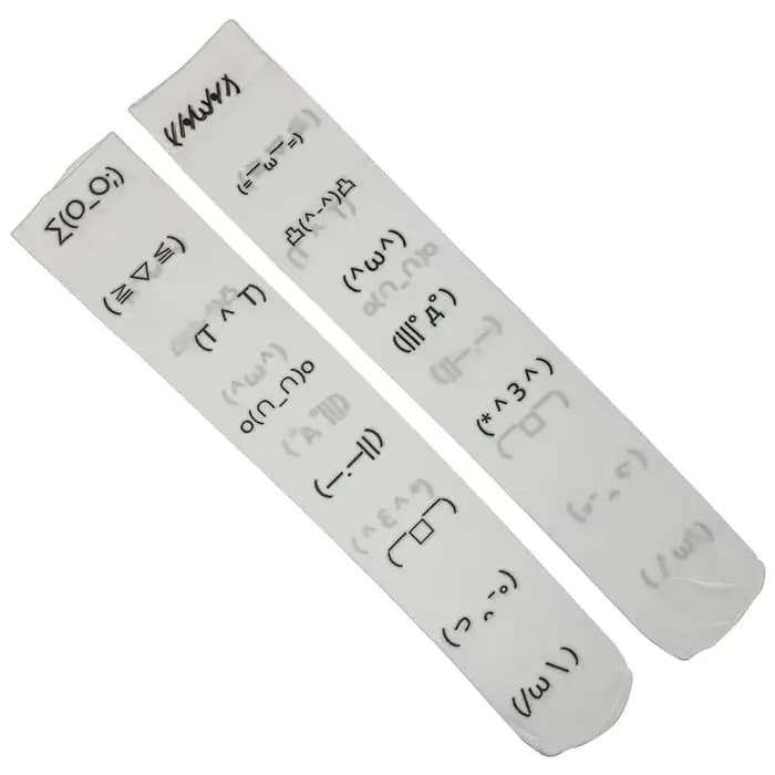 Kawaii Expression blanc Graffiti lettre imprimer chaussettes longues Harajuku sur genou cuisse haute