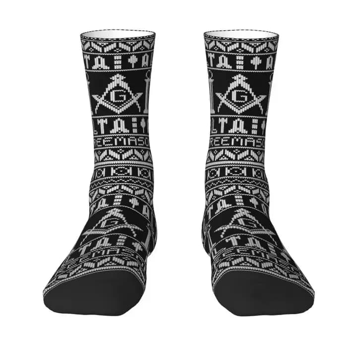 Chaussettes habillées à motif maçonnique Mason pour hommes et femmes, chaussettes chaudes et amusant