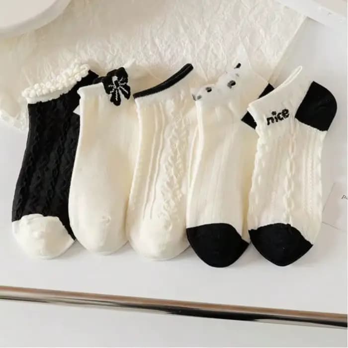 5 paires de chaussettes bateau pour femmes, chaussettes courtes décontractées à motif dessin animé, 