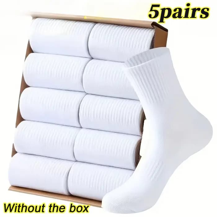 5/10 paires de chaussettes blanches de sport et de loisirs, absorbant la sueur et respirantes, adapt
