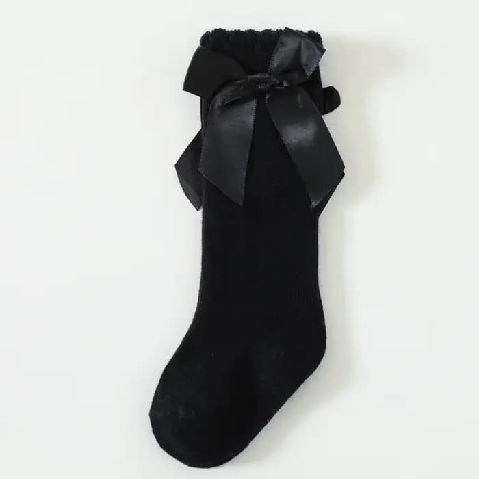 Chaussettes hautes en coton avec gros nœud pour enfants, chaussettes longues pour enfants, bas de so