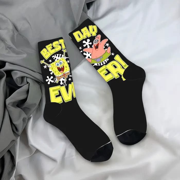 Chaussettes Spongebobs Best Day Modern Stockings, chaussettes d'hiver antidérapantes pour couple, ch