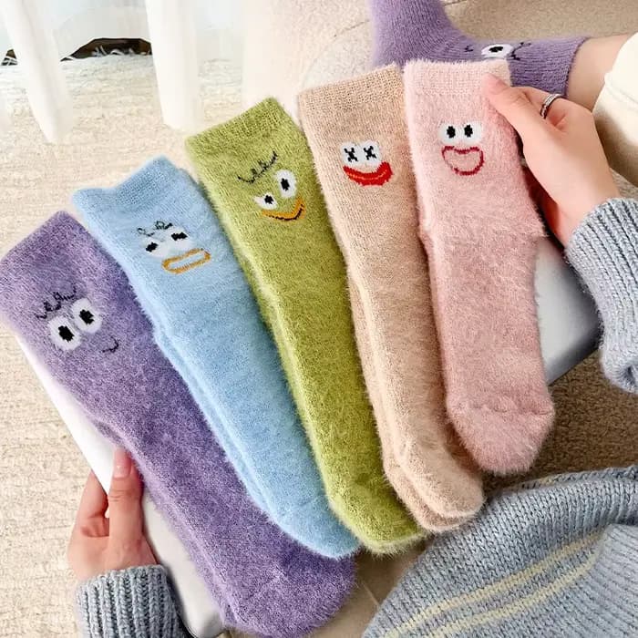Ensemble de 5 paires de chaussettes pour femmes, ours en peluche, Kawaii, mignonnes, douces, polyval
