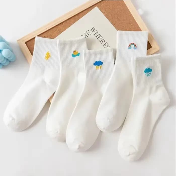 Lot de 5 paires de chaussettes pour femmes, collection printemps-automne, chaussettes mignonnes à mo
