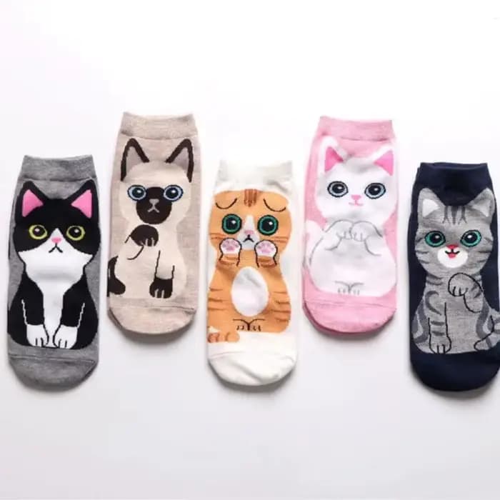 Chaussettes de cheville pour femmes avec motif de chat de dessin animé, respirantes, à la mode, parf