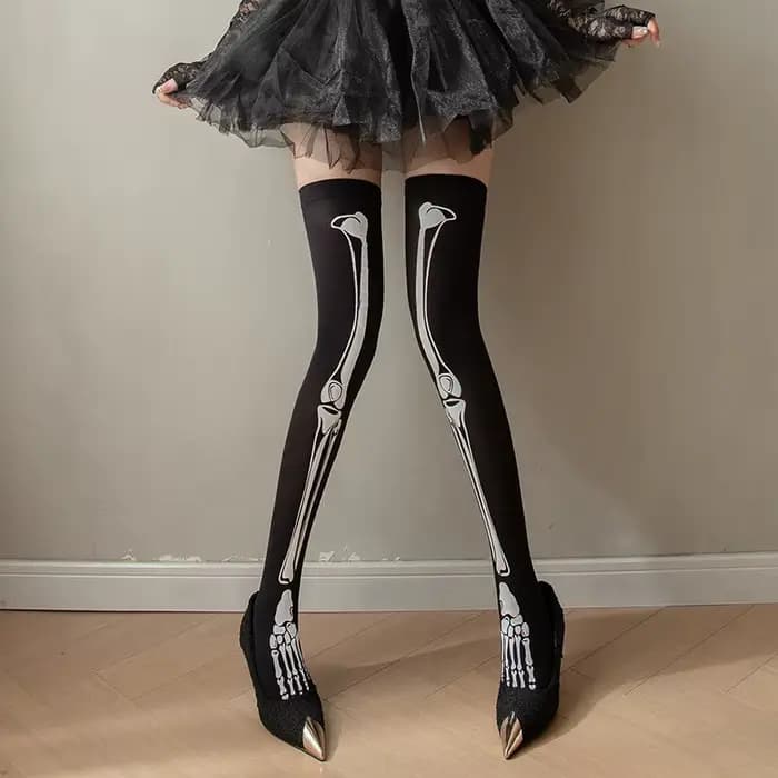 Chaussette imprimée sur le genou pour femme, bas JK, costume de sang, document solide, décoration si