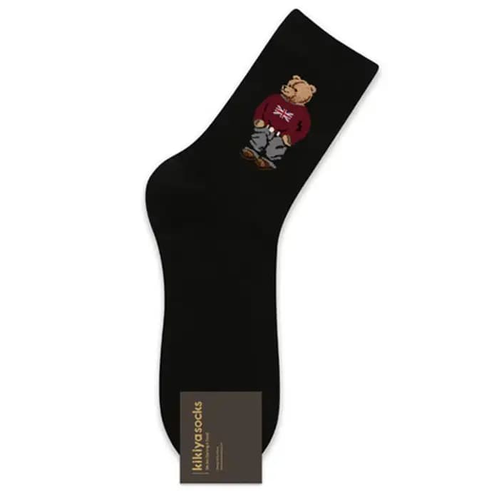 Dessin animé ours tube moyen hommes chaussettes concepteur coton chaussettes confortables pour homme