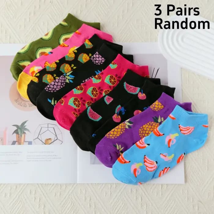 Chaussettes femme, design fruit, confortables, respirantes, évacuant l'humidité, mignonnes et amusan