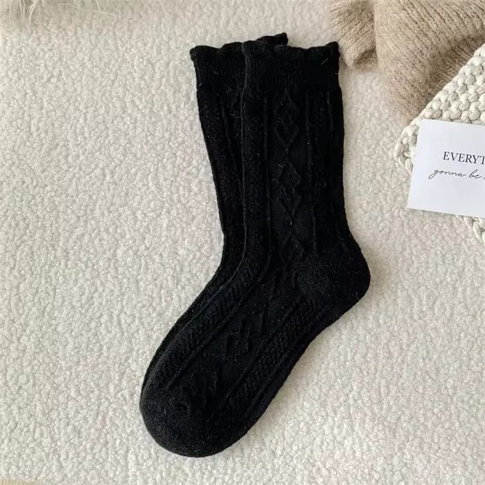 Chaussettes chaudes pour femmes, nouvelle collection, couleur unie, épaisses, automne-hiver, chausse
