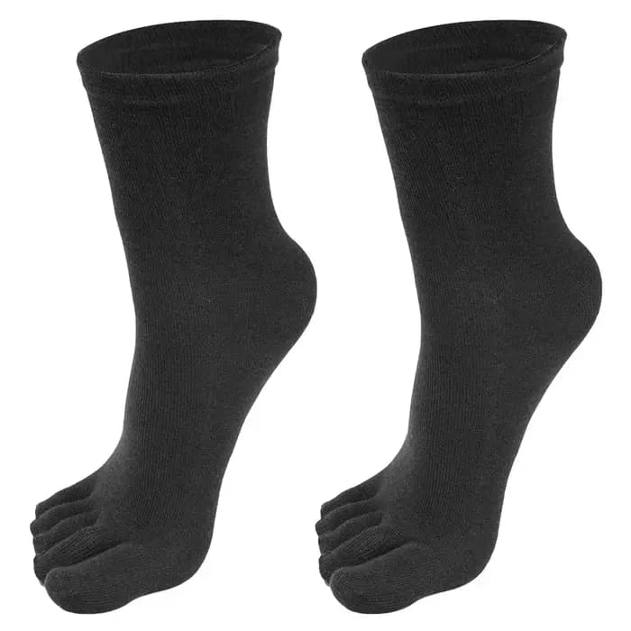 Chaussettes longues à orteils pour hommes, couleur unie, chaudes, en coton, à cinq doigts, pour spor