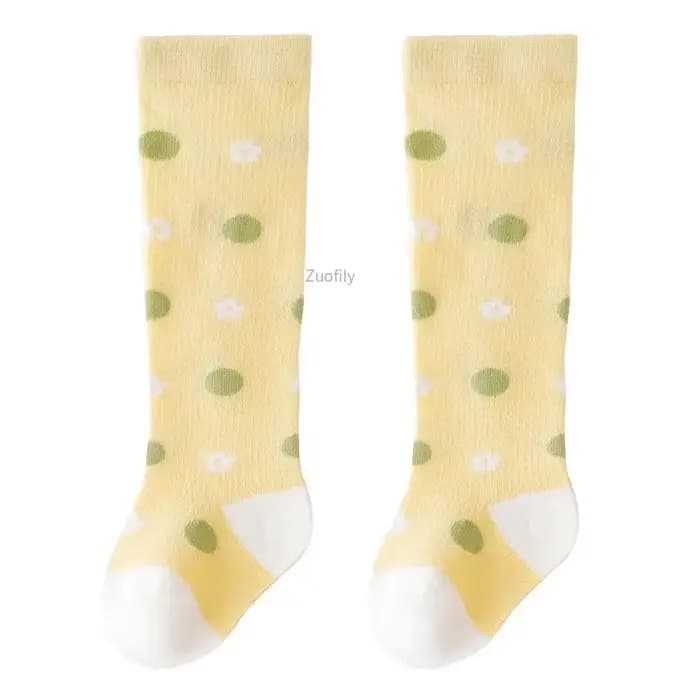 Chaussettes hautes en coton avec dentelle pour bébé, jambières en maille, dessin animé, long tube, m