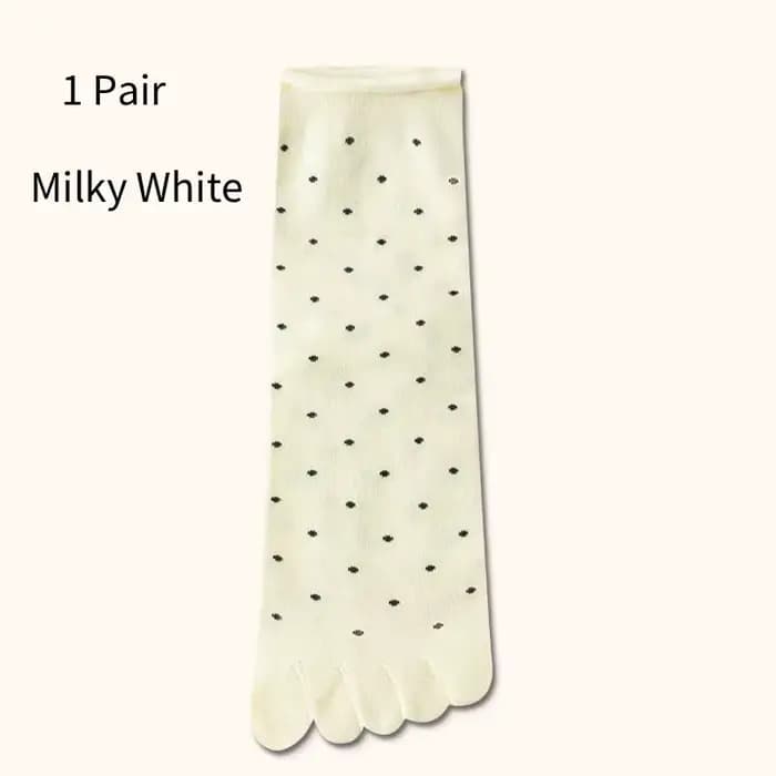 1 paire de chaussettes à orteils pour femmes, Tube central, cinq doigts, points mignons, chaussettes