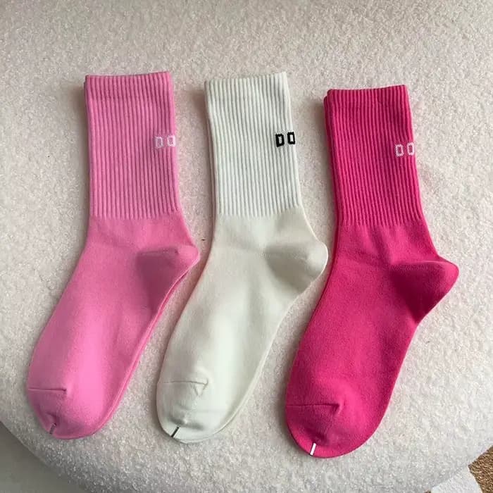 Ensemble de 3 paires de chaussettes roses pour femmes, chaussettes longues mi-tube, Style printemps-