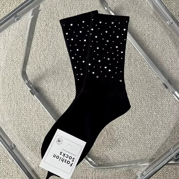 1/2/4 paires diamant brillant marée chaussettes diamant chaud luxe strass moyen Tube femmes chausset
