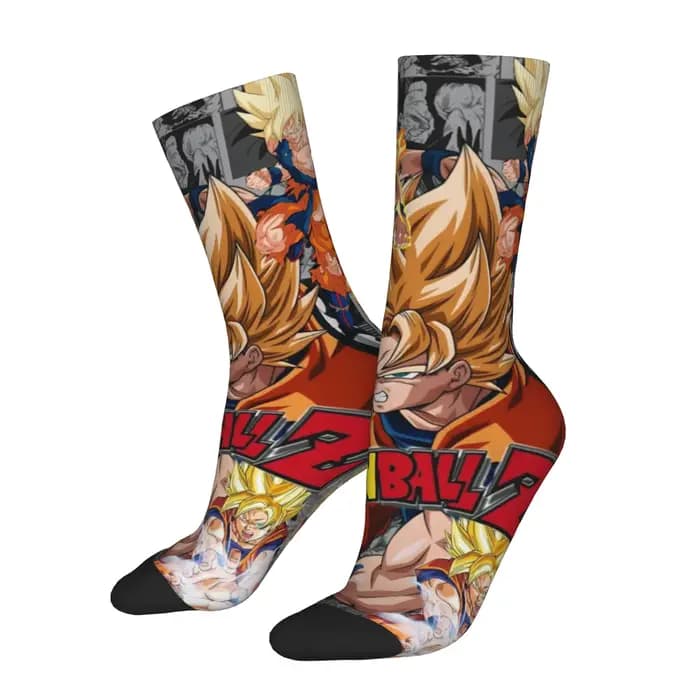 1 paire de chaussettes amusantes Dragon Ball Son Goku (3) avec motif imprimé sans couture, chaussett