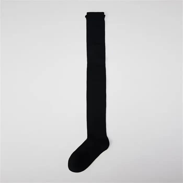 JK Y2K – chaussettes rayées en laine pour femmes, couleur unie, Double aiguille, épaisses, en coton 