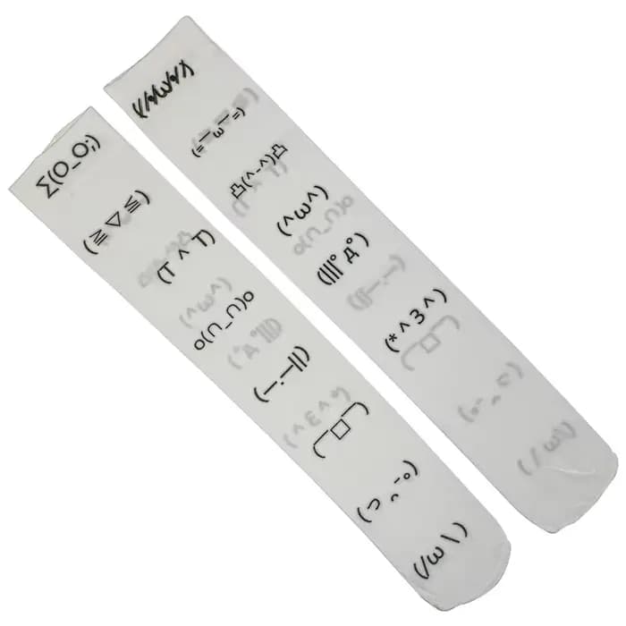 Kawaii expression blanc Graffiti lettre imprimer chaussettes longues Harajuku sur genou cuisse haute