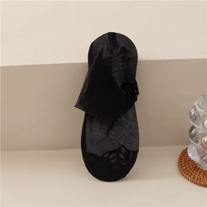 Chaussettes en maille à fleurs en dentelle pour femmes, doublure invisible non ald, chaussettes conf