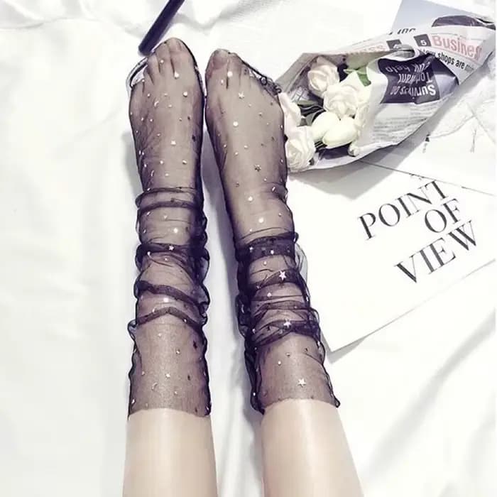 Chaussettes à paillettes étoiles pour femmes, nouvelle mode Chic, Harajuku, maille douce, bonneterie