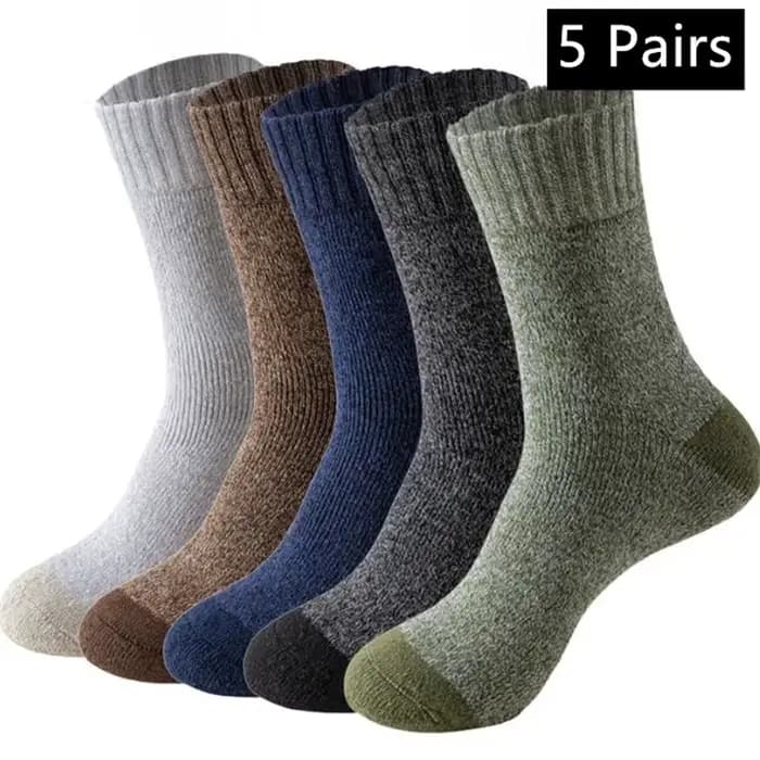 5 paires de chaussettes en laine mérinos pour homme et femme, chaussettes de randonnée super épaisse