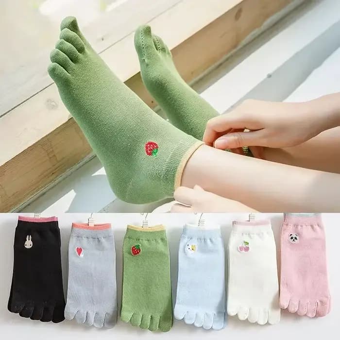 Chaussettes à cinq doigts pour femmes, couleur bonbon, en coton, respirantes, douces, chaussettes à 