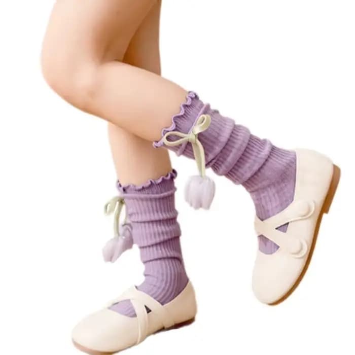 U13F – chaussettes d'automne élastiques à mi-mollet, antidérapantes, extensibles, à volants, hauteur