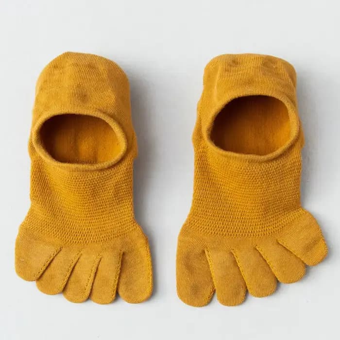 Chaussettes de sport invisibles à bouche peu profonde pour hommes, 5 doigts, coton, bateau absorbant