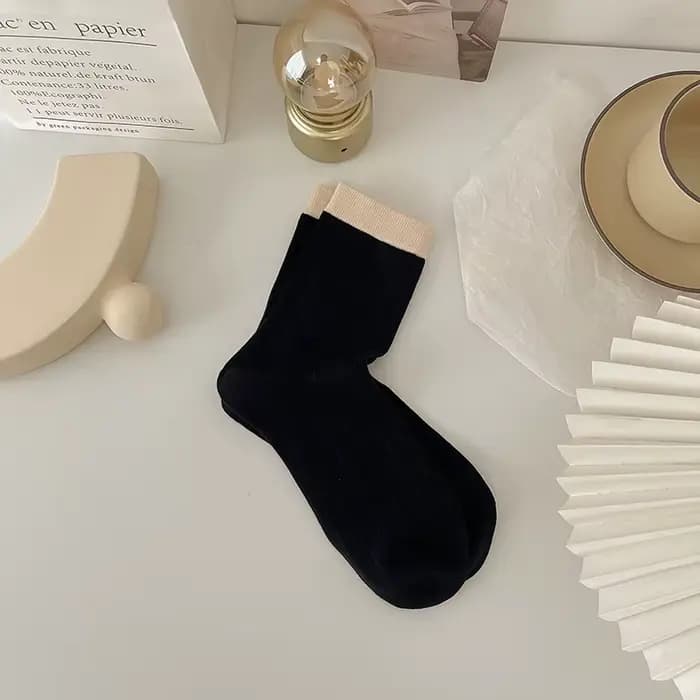 Chaussette à bande verticale pour femme, mi-tube, coton, respirant, anti-favorable, solide, drôle, d