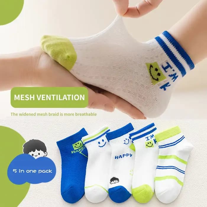 5 paires de chaussettes d'été en maille pour enfants, respirantes, confortables, chaussettes de spor