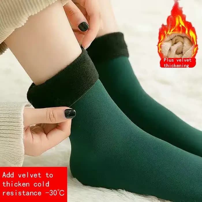 Chaussettes chaudes en velours sans couture pour femme, chaussettes épaisses en laine et cachemire, 
