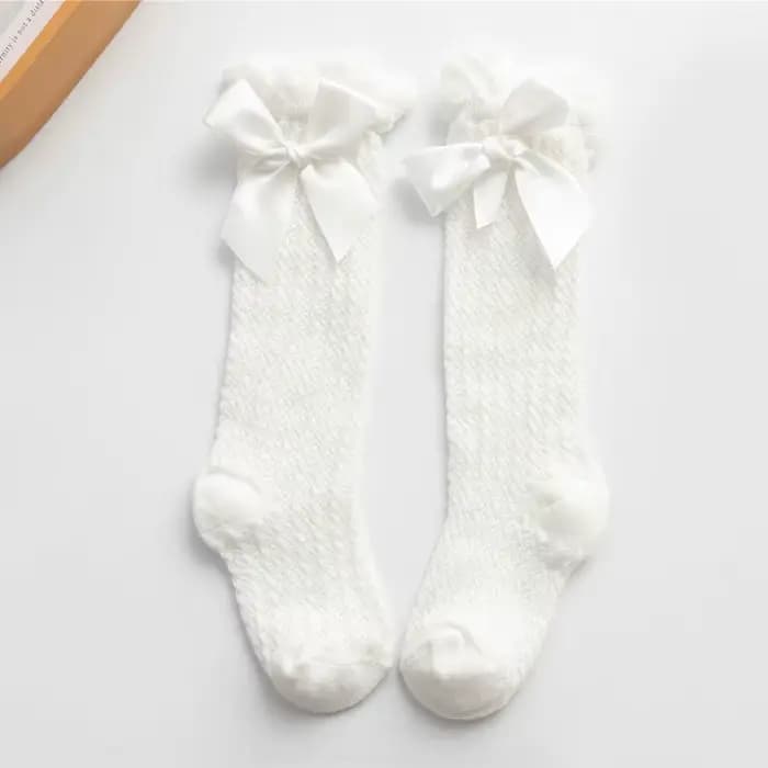 Chaussettes hautes pour enfants, nœuds de Style Royal, chaussettes hautes pour bébés et tout-petits,