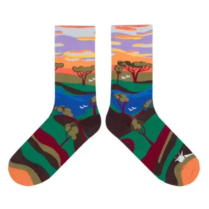 Chaussettes pour hommes/femmes, Style peinture à l'huile française, Ins Jacquard Street Skateboard r